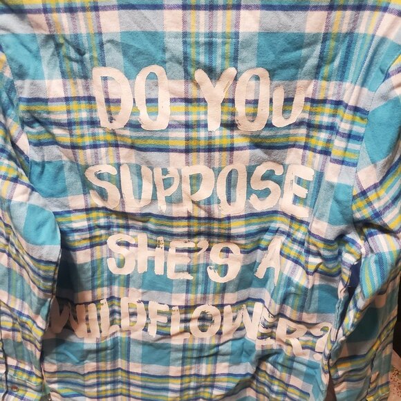 Cakeworthy Disney Alice In Wonderland Blue Flannel Shirt NWT - Picture 4 of 4